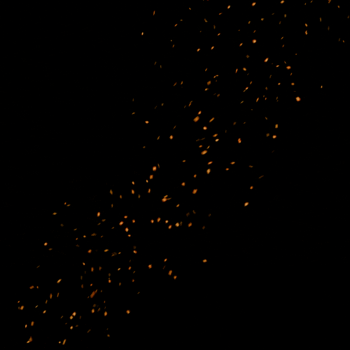 Ash particles moving through a Blender scene.