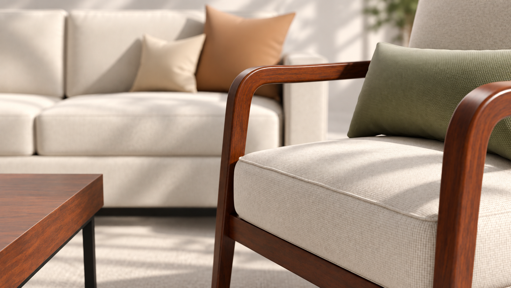 Modern sectional sofa detail and construction view