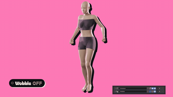 Click Wobble on: the heat map shows what moves, then the body jiggles