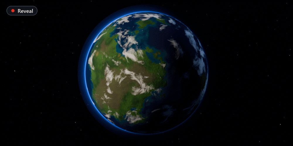 A planet: the Corner cut is revealed, orbits once around and closes again