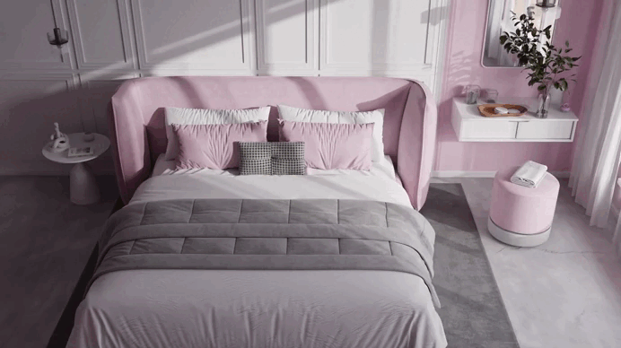 Elegant Pink Bedroom with Modern Minimalist Design | Realistic Interior ...