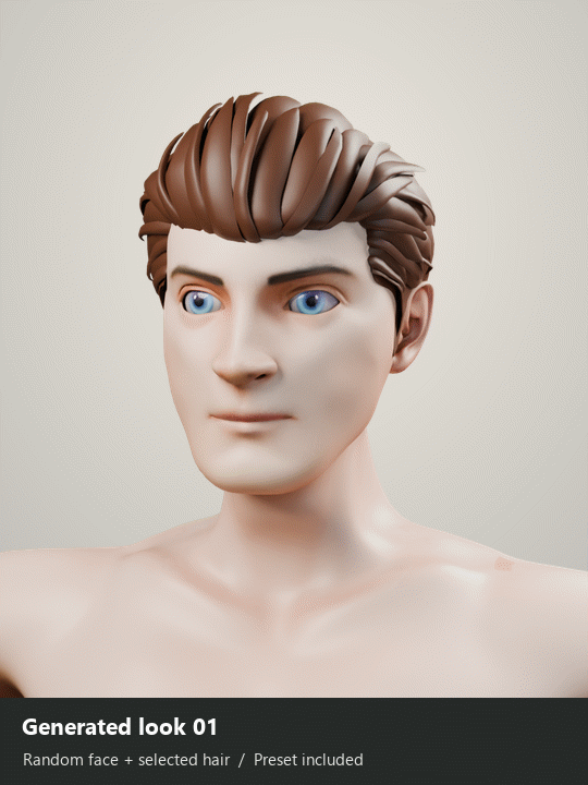 Six generated character looks