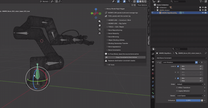 MMRR demonstration: Copy Constraints from Active