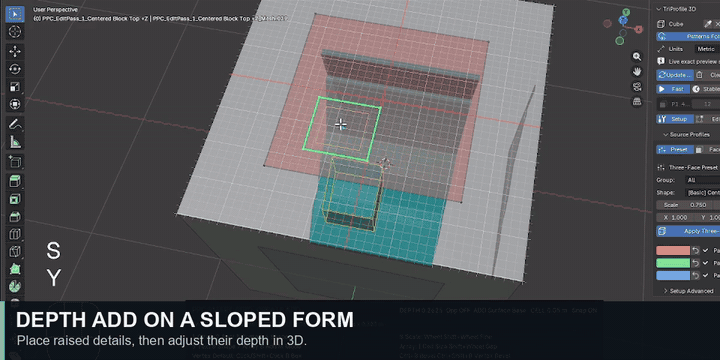 Depth ADD placed and adjusted on a sloped form