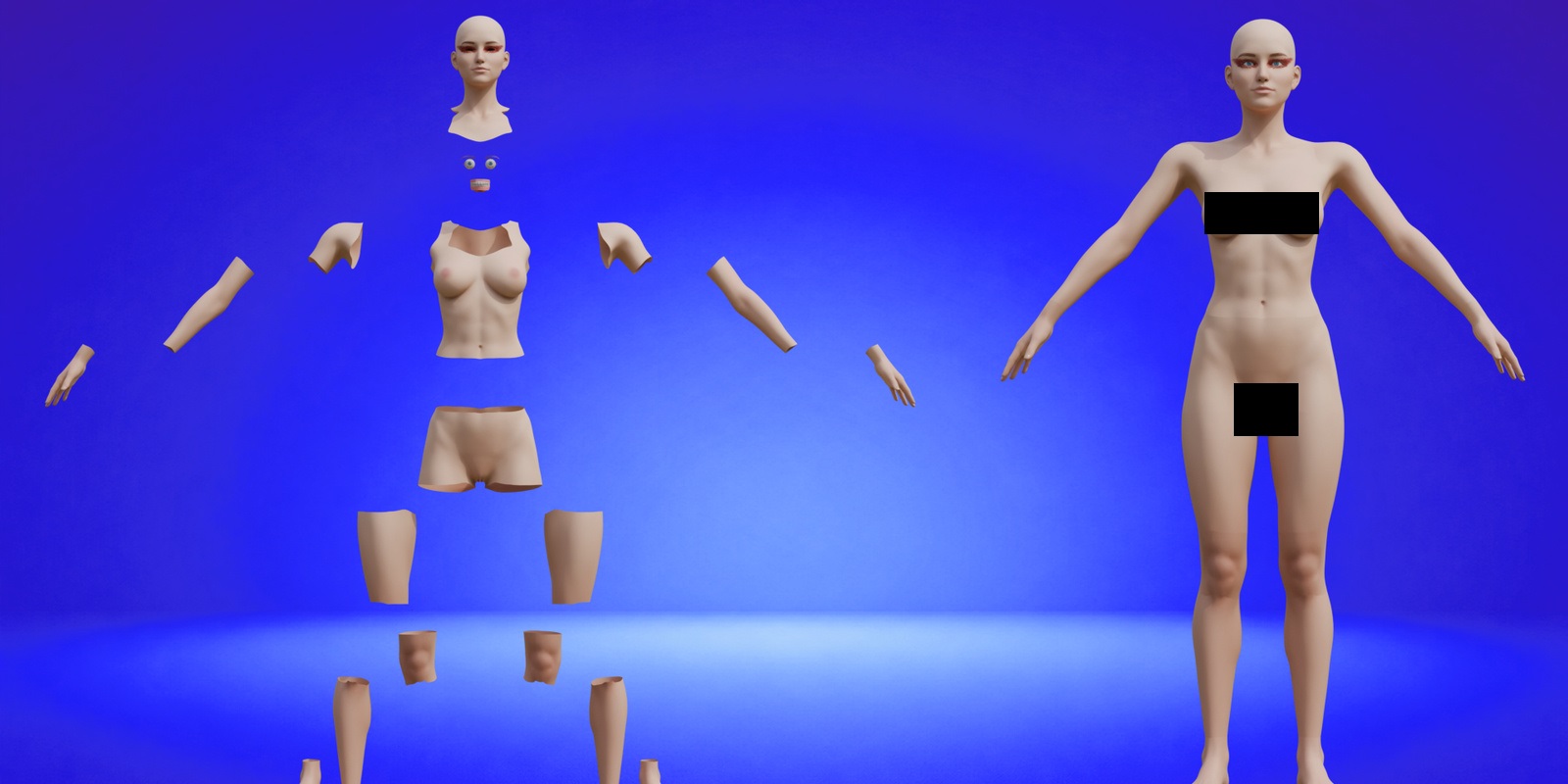 Female modular parts preview