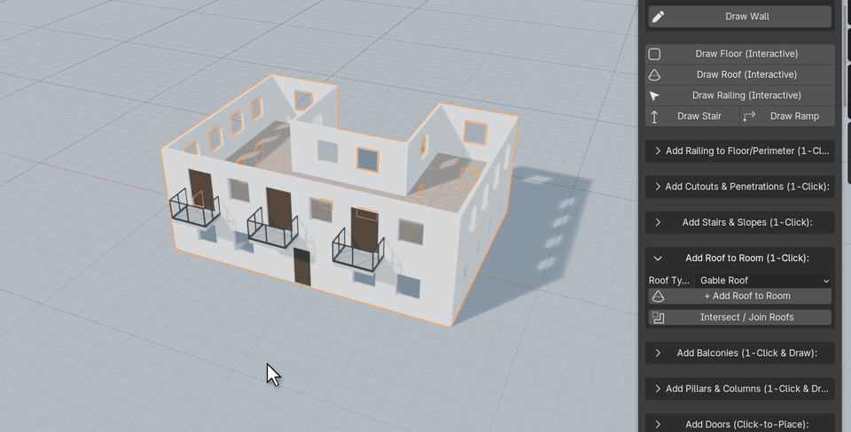 ArchBuilder roof variations and arched roof on a U-shaped room