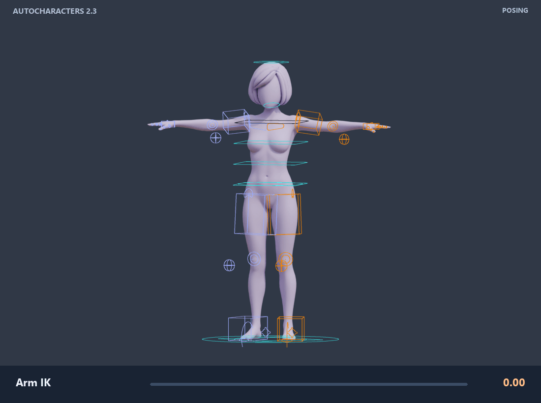 Posing an AutoCharacters body with the included rig