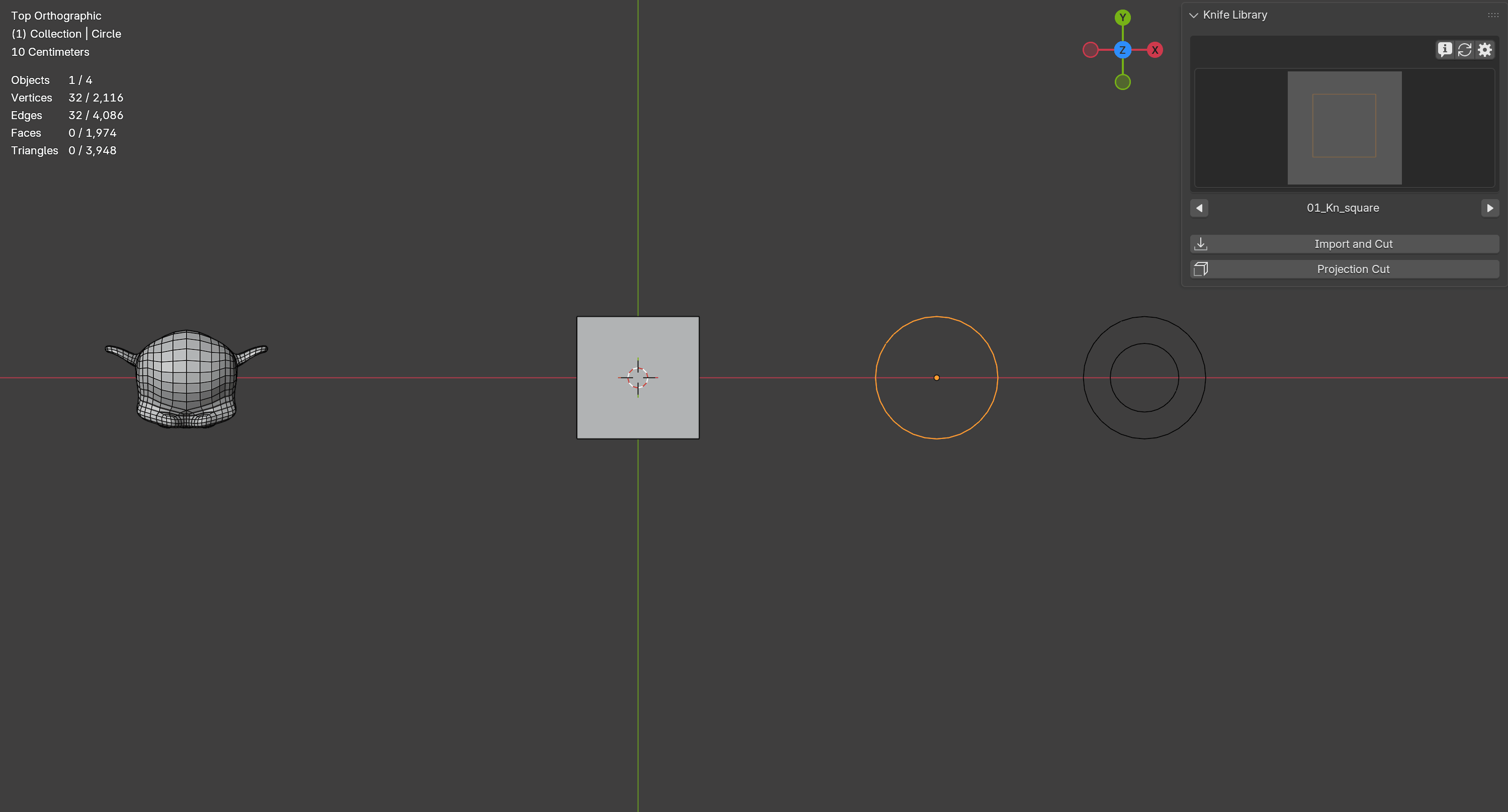 Positioning and resizing a cutter contour directly in the Blender viewport