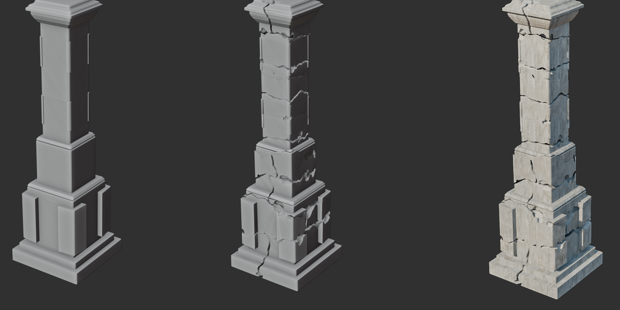 Pillar before and after