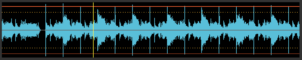 Waveform view with threshold line and playhead