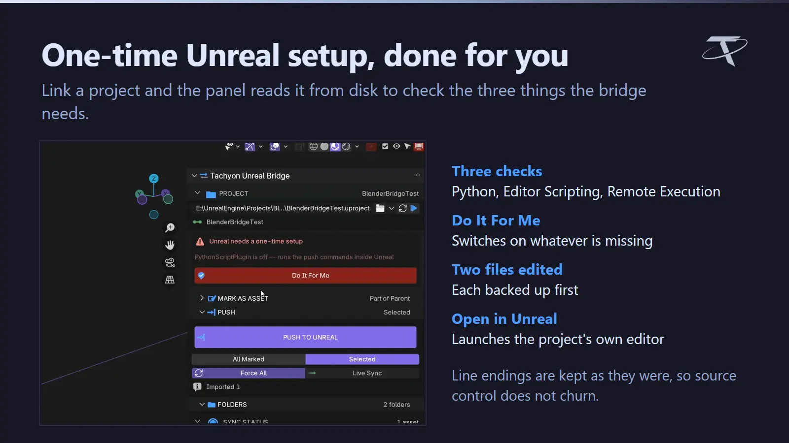 One-time Unreal setup, done for you