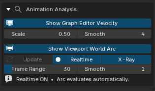 Animation Analysis interface in Super Graph Editor Tools
