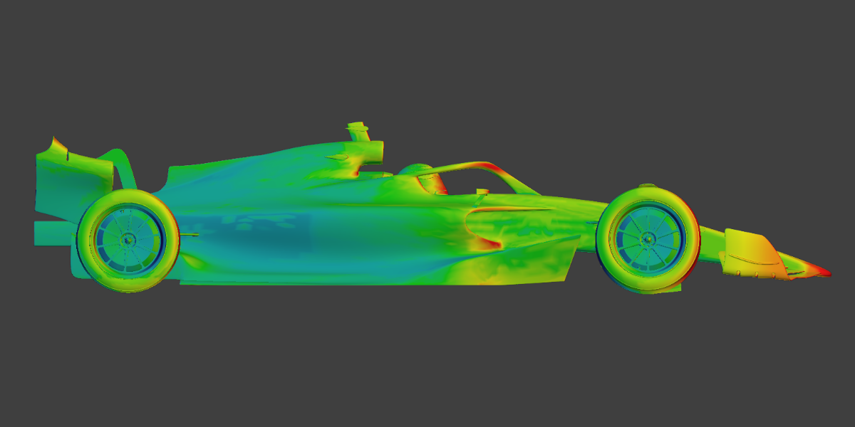 Side view of racing car pressure map