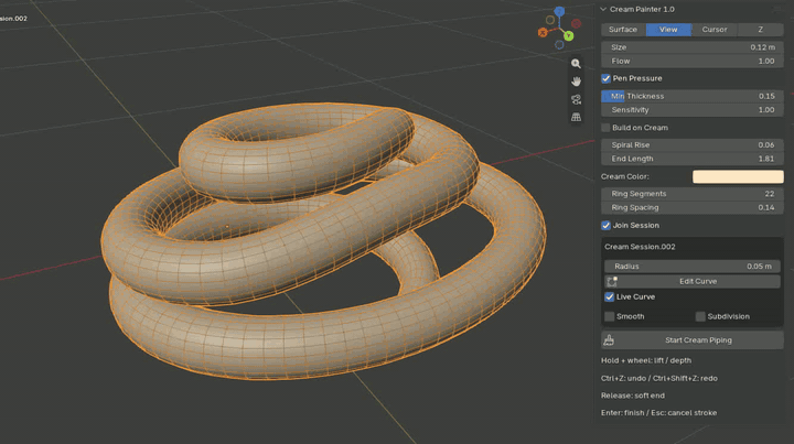 Cream Painter Smooth and Subdivision modifiers refining a finished mesh