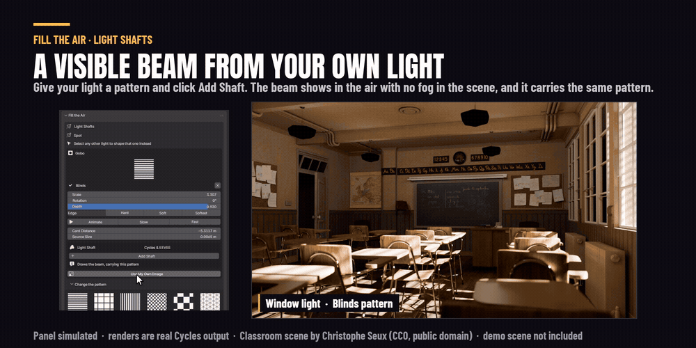 Adding a visible beam to your own light in the Fill the Air panel