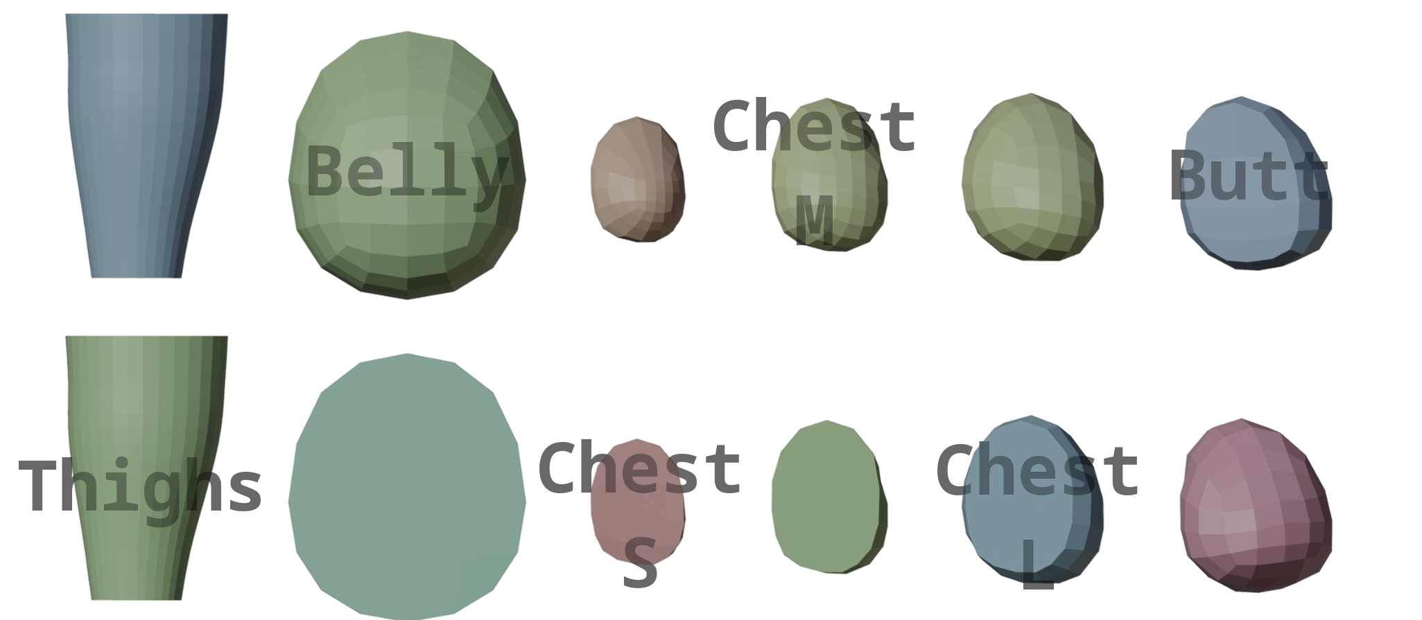 Preset jiggle mesh library
