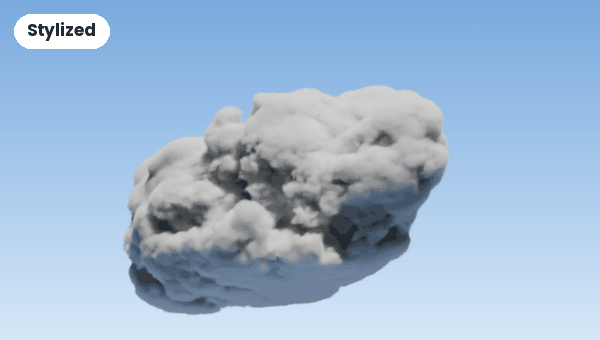 The same cloud with the Stylized look and with the Realistic look