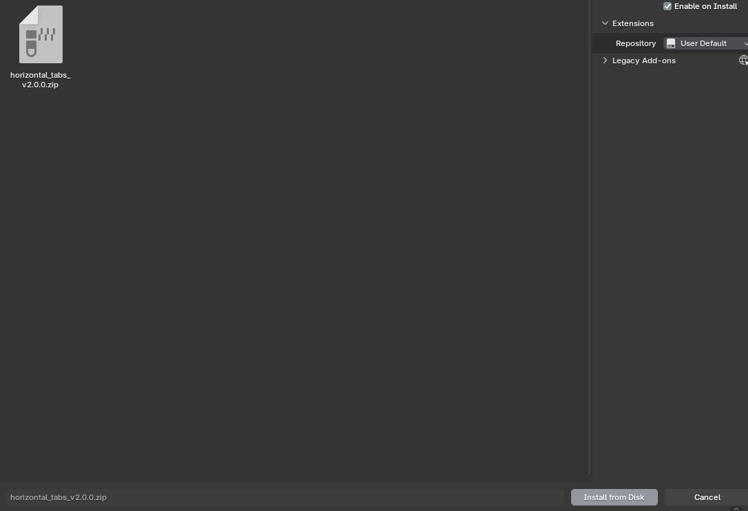 Choose the add-on ZIP file