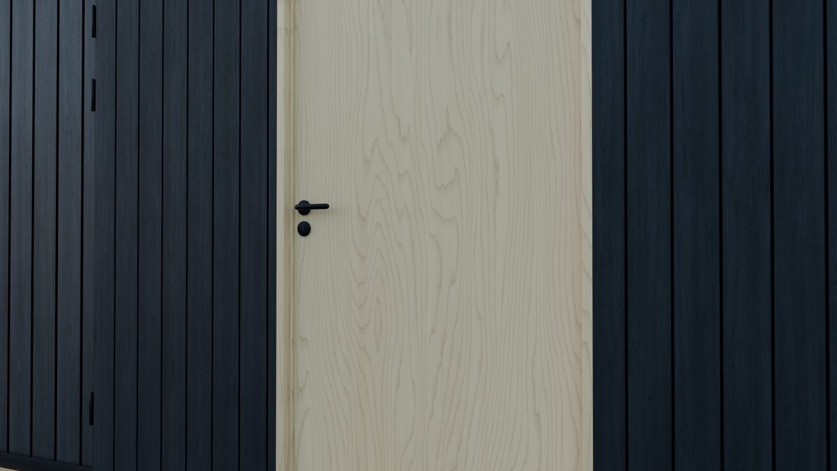 Birch internal door with a black lever