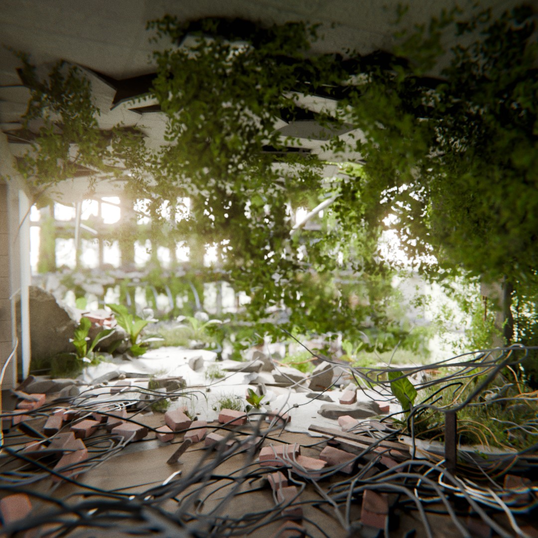 Interior Overgrown Details - With Foliage