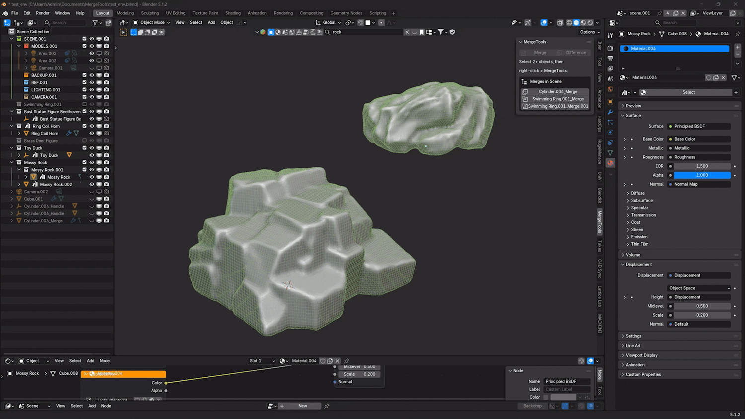 MergeTools merging meshes with a live fillet