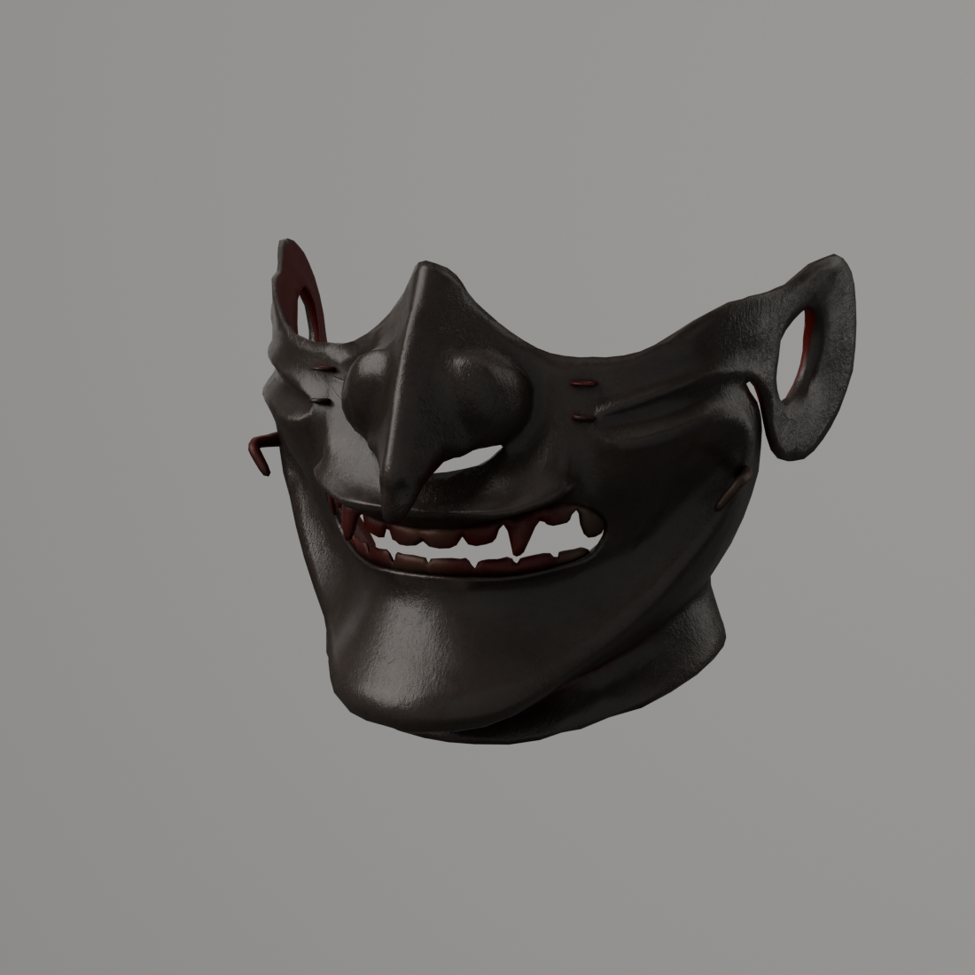 Half Mask 01 with the maintained lacquered iron finish