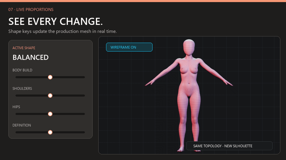 Live body morph controls in Blender