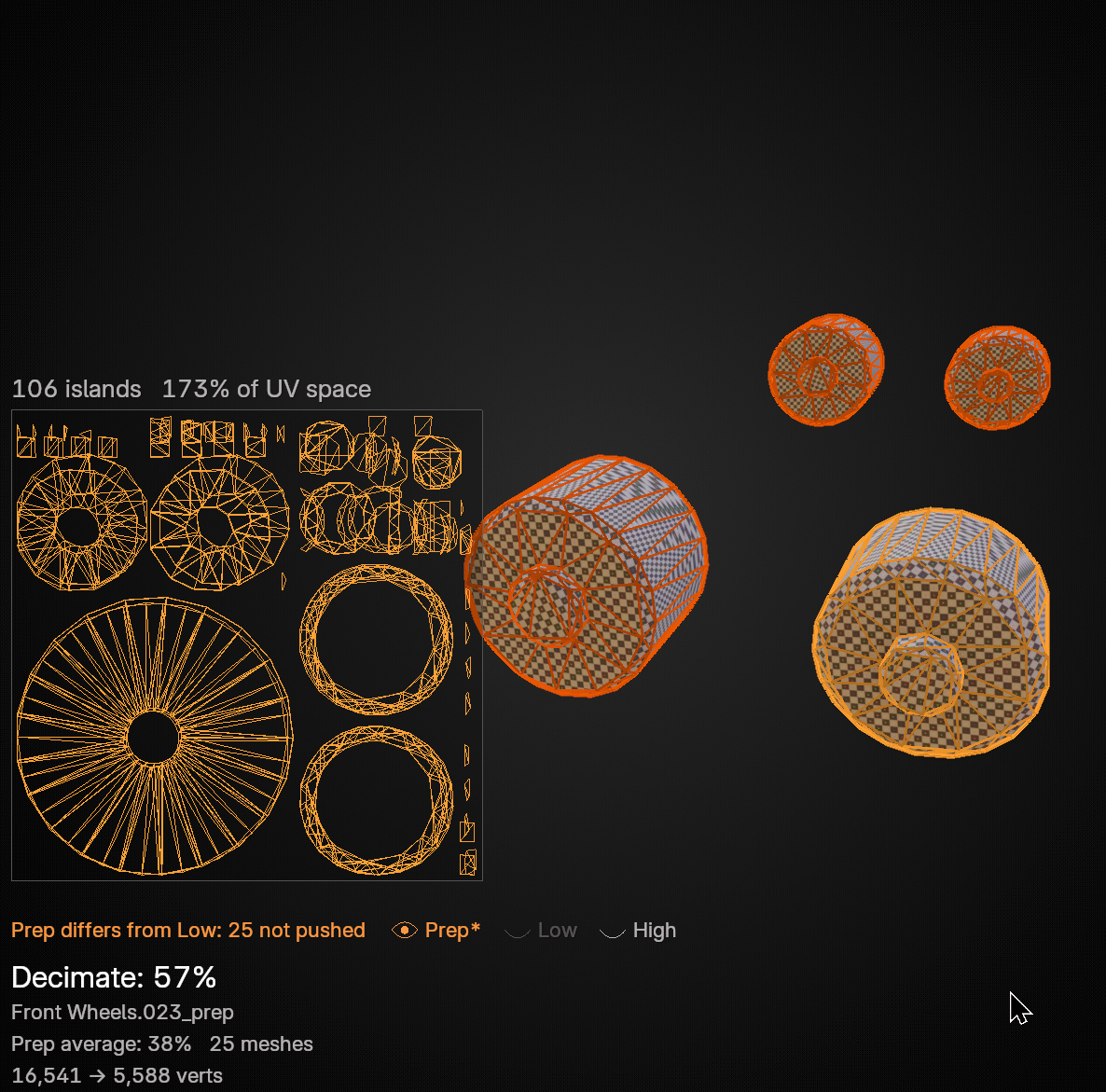 Changing poly count on several objects with live viewport feedback