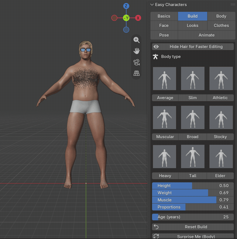 Easy Characters: surprise me, body