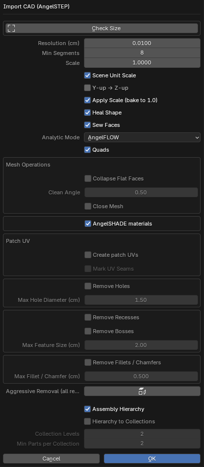 All import options