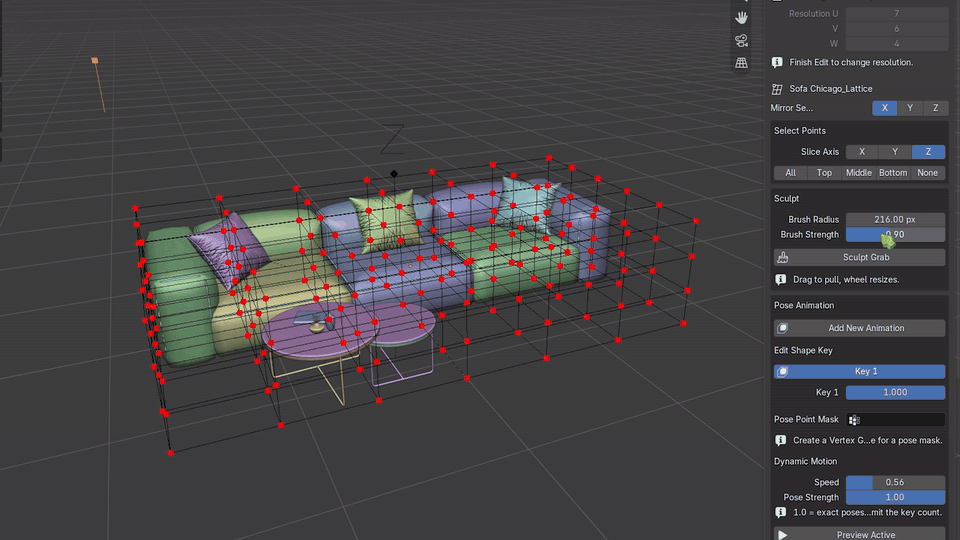 Sculpt Grab brush pulling lattice points