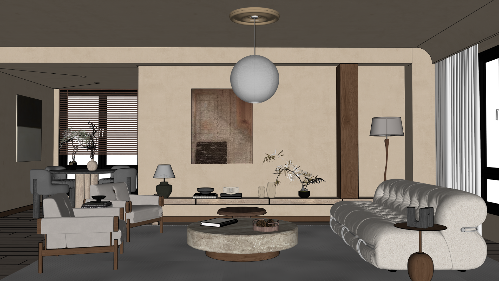 Interior scene exported as a native SketchUp SKP file