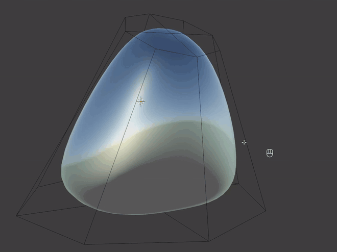 A mesh under Subdivision Surface: as the loop cut slides towards the border, the soft rounded surface tightens into a sharp, defined edge