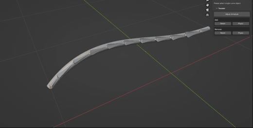 Armacurve Tweaker panel in the Blender sidebar