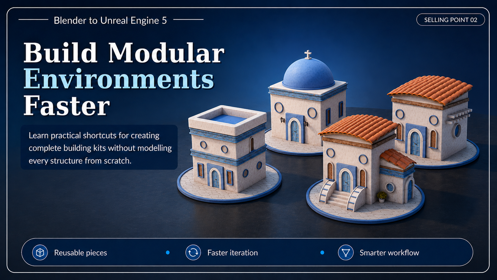 Build modular Greek island environments faster with reusable Blender building kits