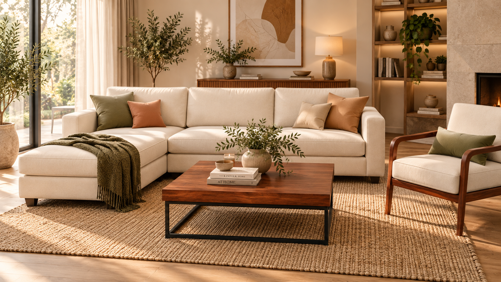 Detailed view of modern living room furniture set