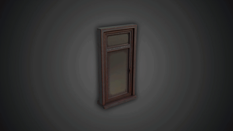 Animated preview of the supplied 3D Tudor window glass shader examples.