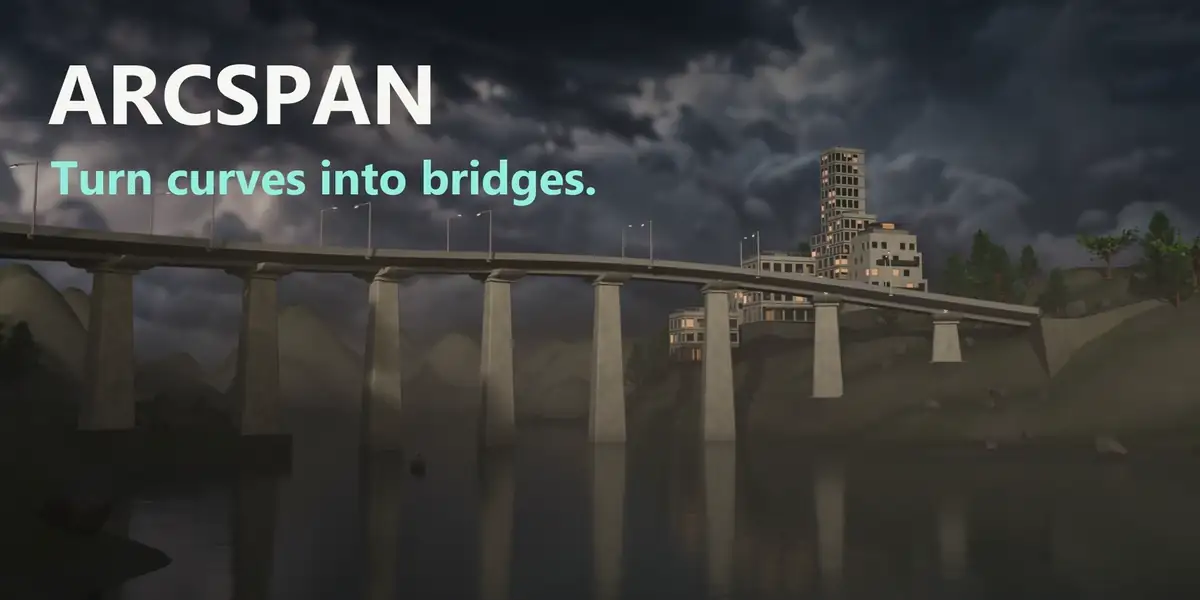 ArcSpan edited workflow: guide curve, generated bridge and captured width changes