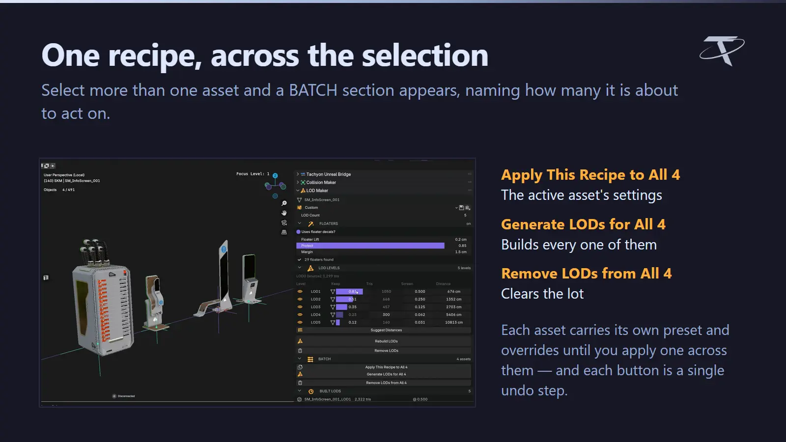 Per-asset settings, applied in bulk