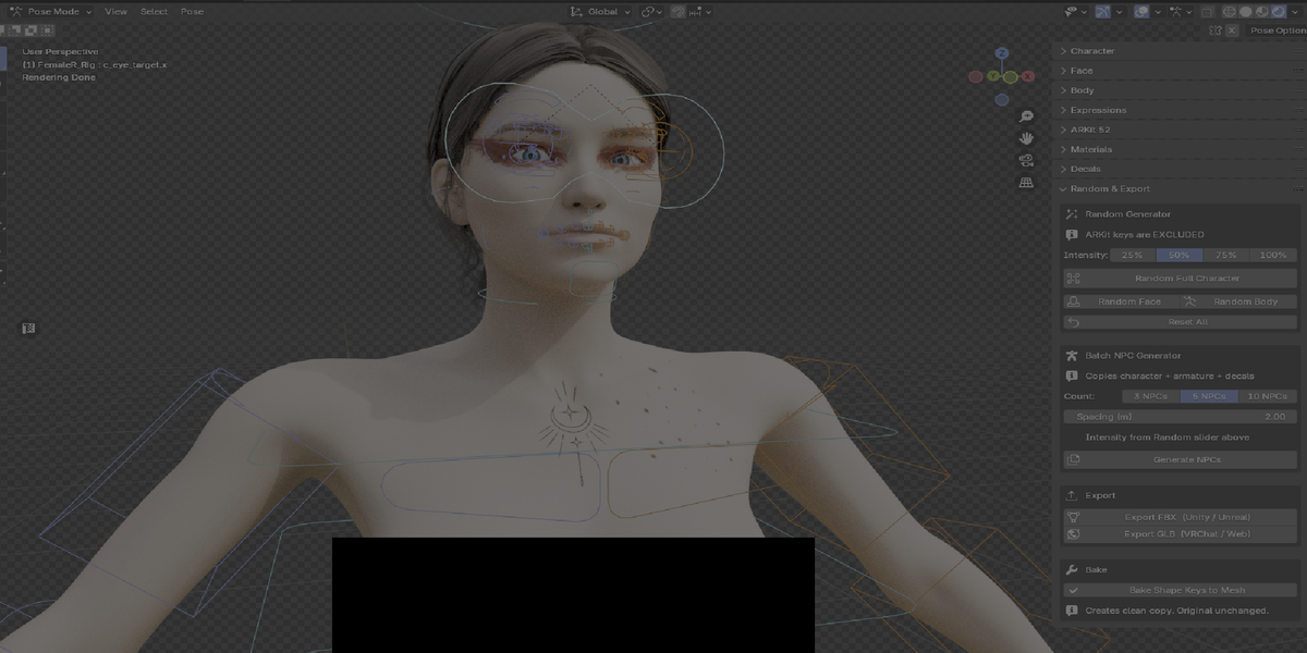 Female creator controls preview