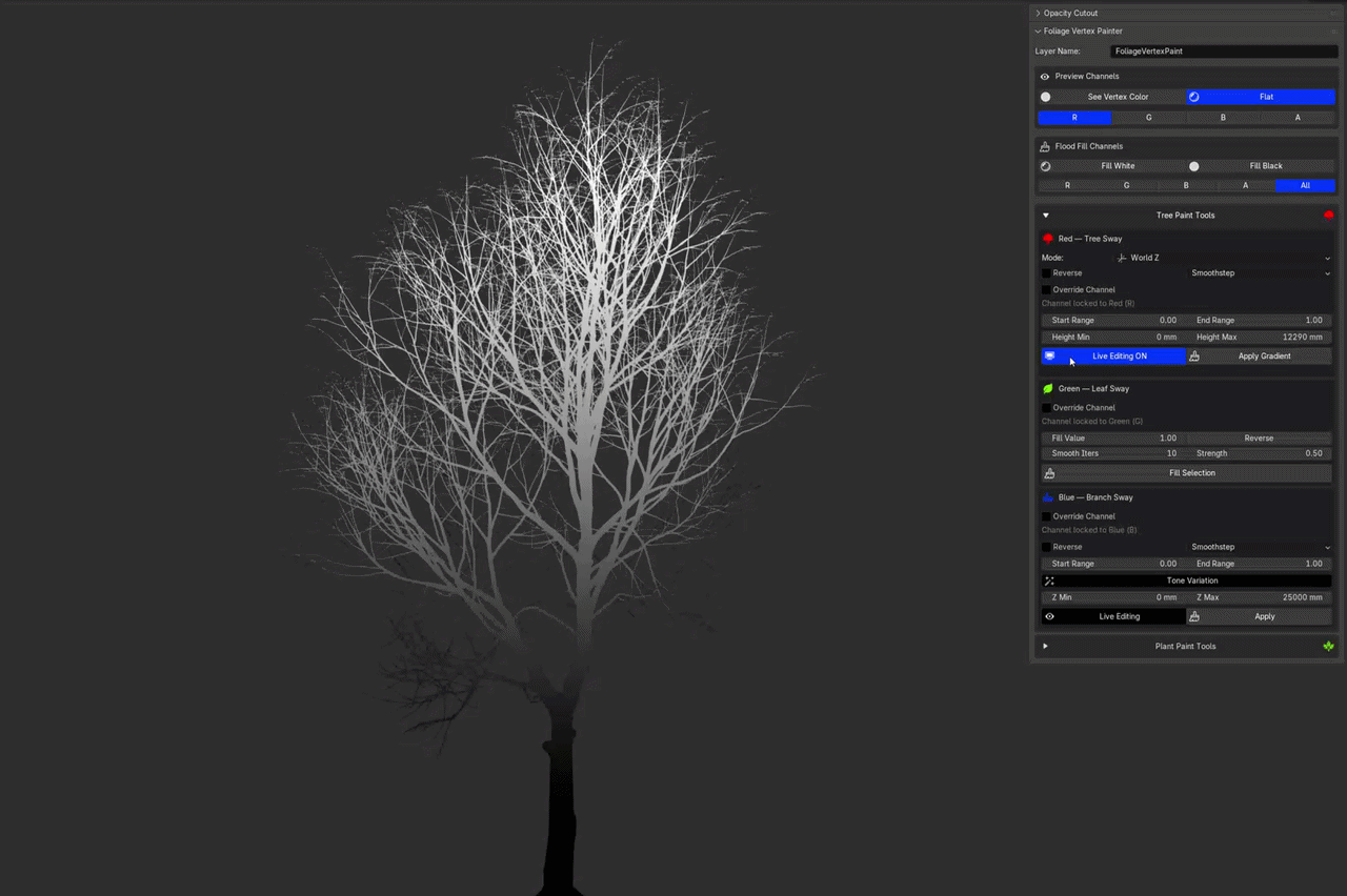 Foliage vertex paint tools