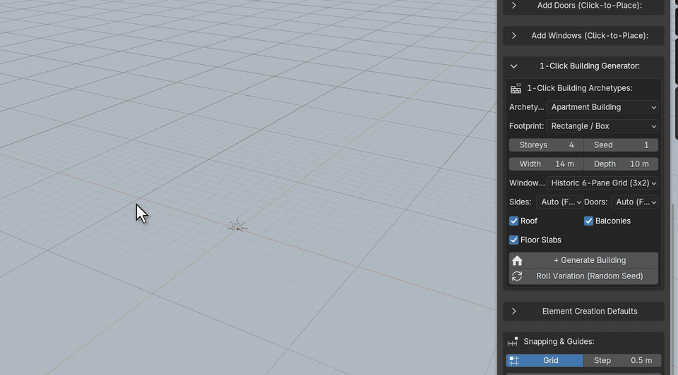 ArchBuilder one-click building generation and Roll Variation