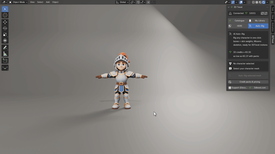 Auto-Rig a character, then play a motion on it