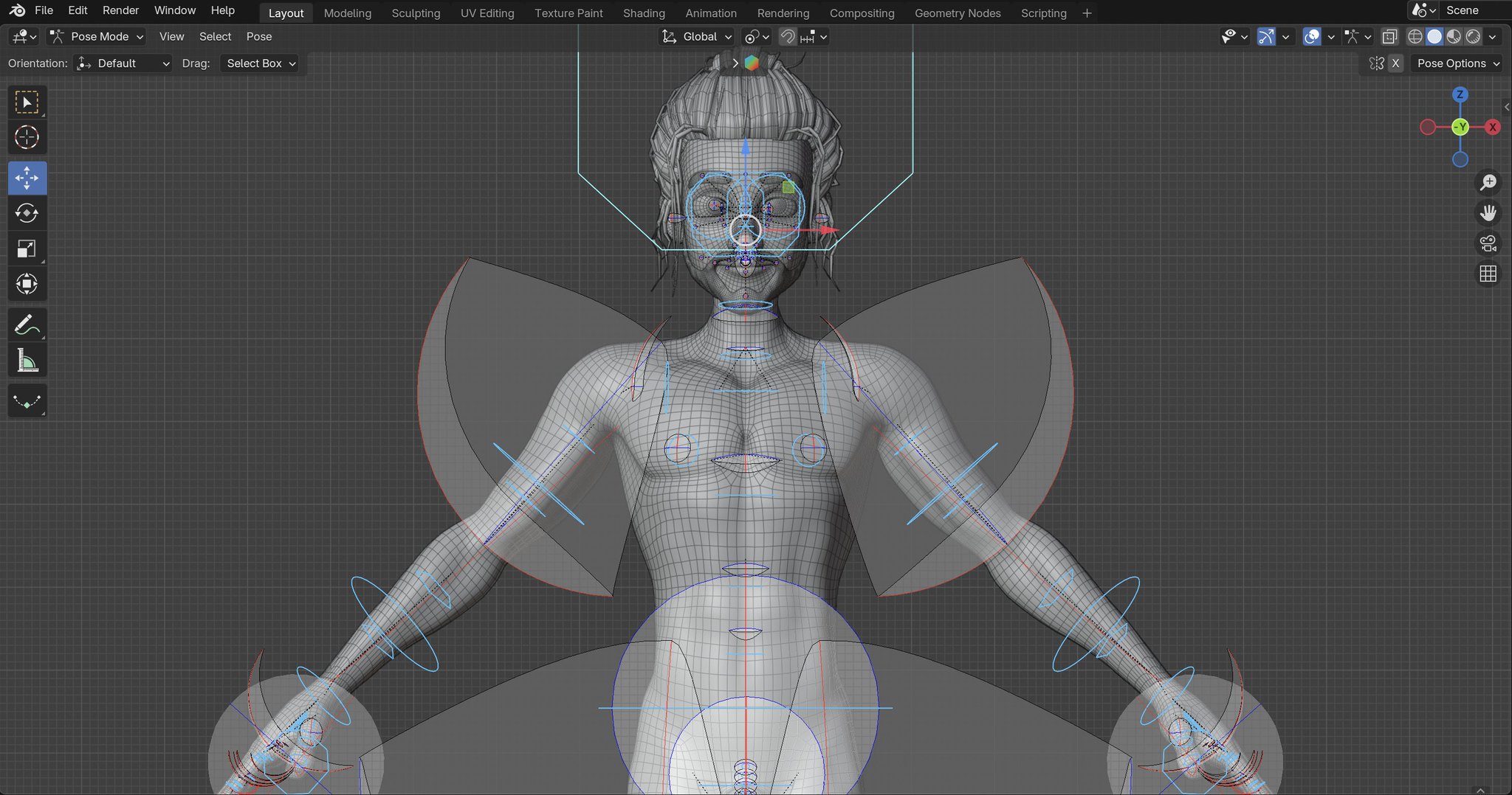 Bernardo full-body Blender character rig and pose controls