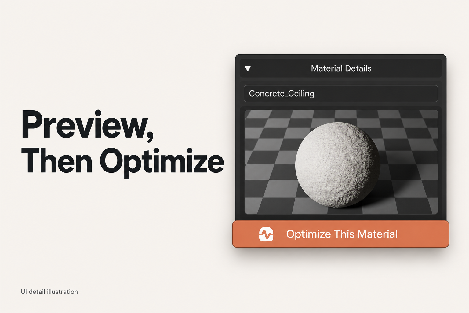 Preview, Then Optimize — inspect a material in Blender's native preview and consolidate verified duplicates.