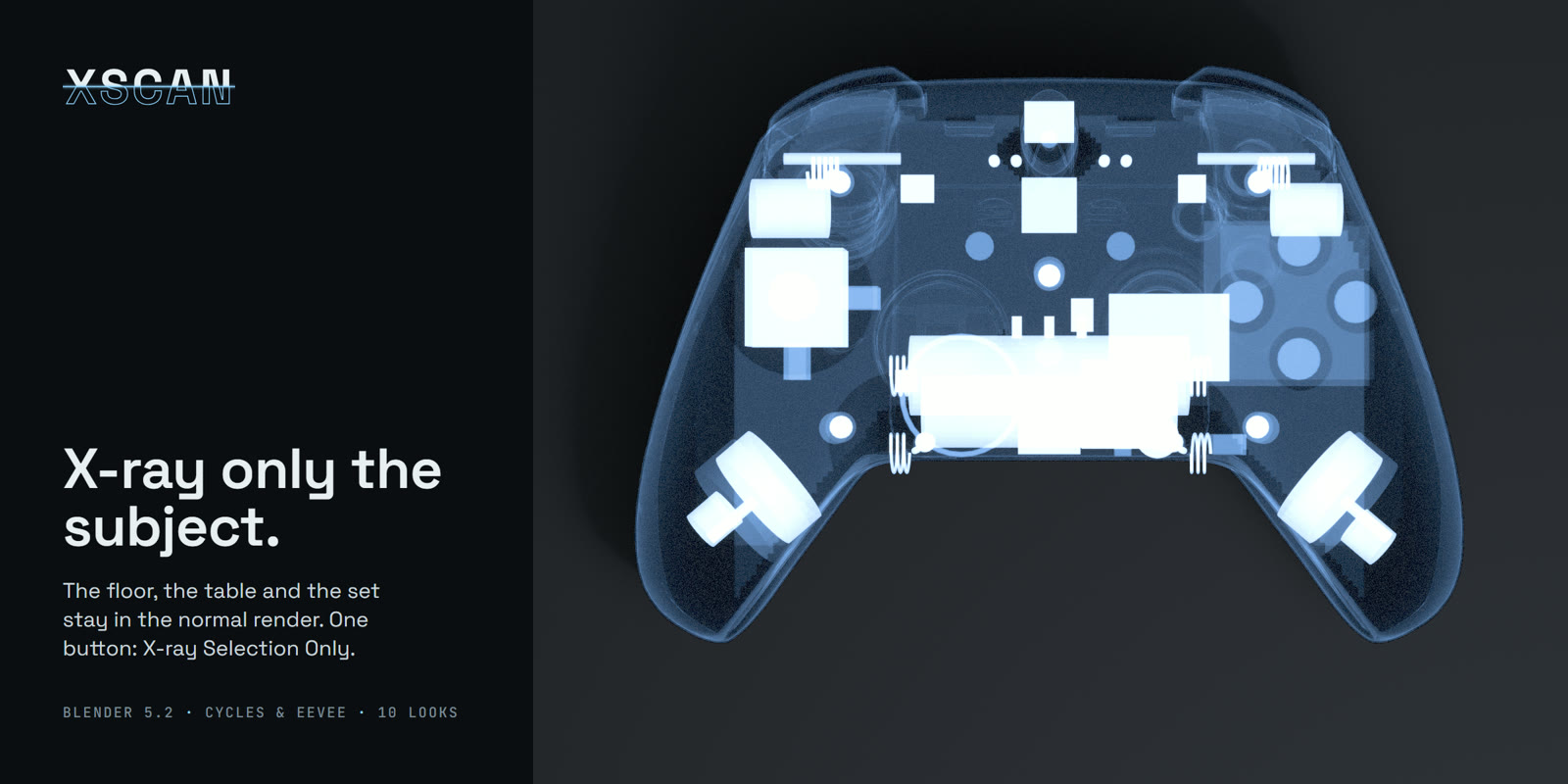 Only the controller is X-rayed; the set stays normal