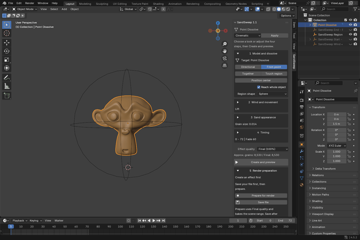 From point setup and viewport preview