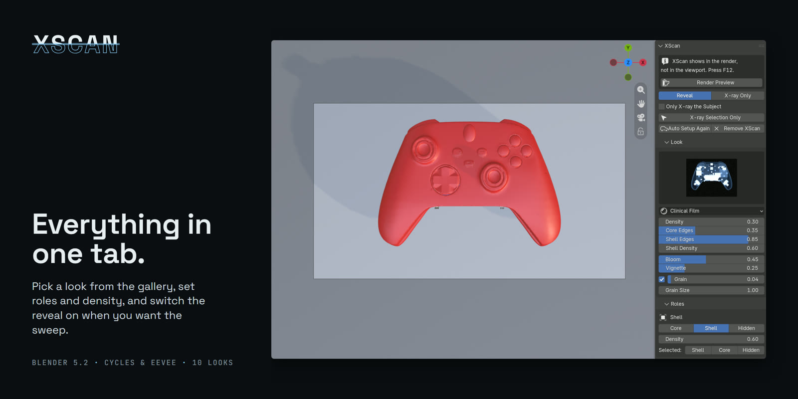 The XScan panel in Blender