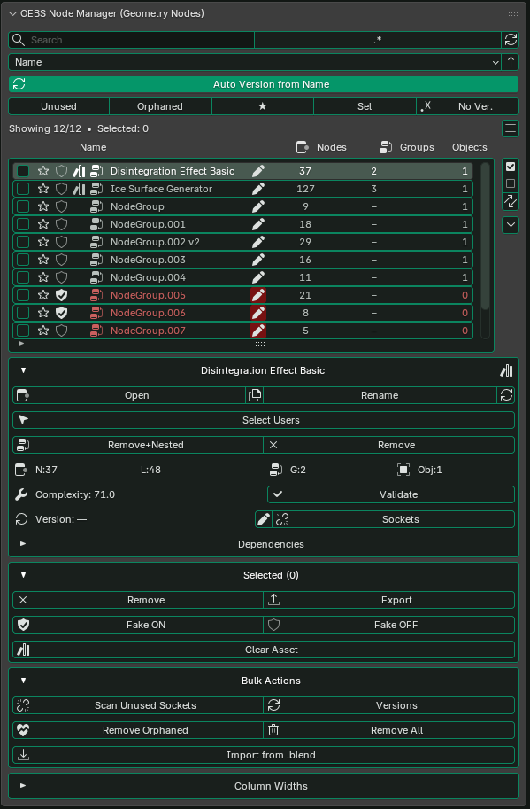 Geometry Nodes Manager interface