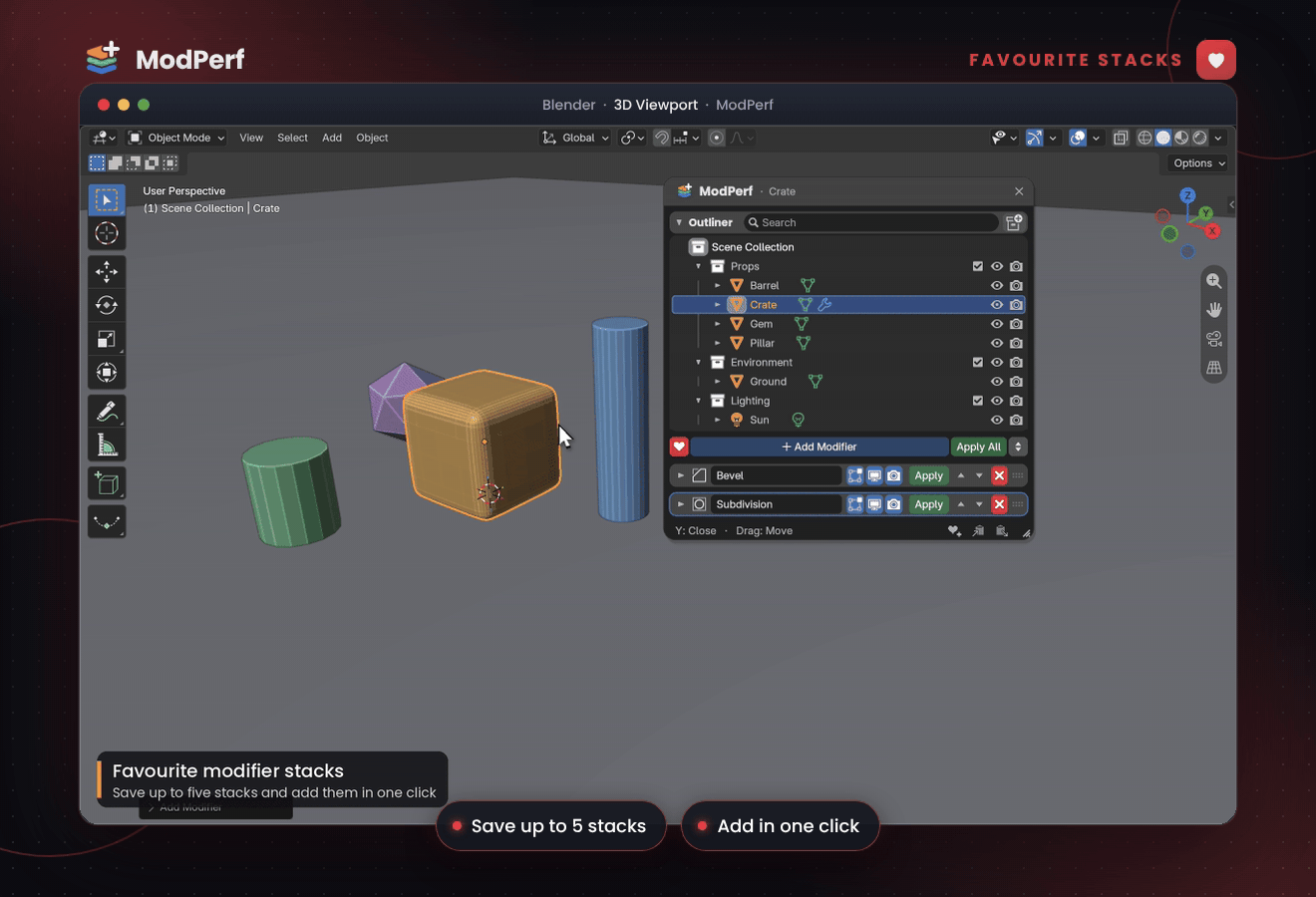 Saving a favourite stack and adding it to another object